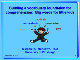Vocabulary Foundation for Comprehension - McKeown, 8-12-08