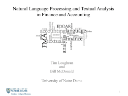 Natural Language Processing and Textual Analysis