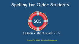 SOS Lesson 8: E e - Speld-sa