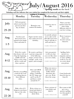 Homework Calendar