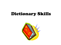 Dictionary Skills Notes