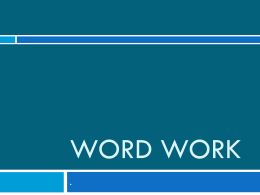 Word Work - Ravenscroft Blogs