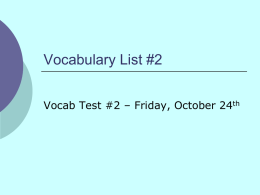 Vocab List #2 PPx