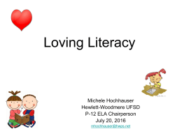 Loving Literacy Helping our children become proficient readers and