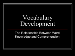 Vocabulary Development - TC READING ENDORSEMENT