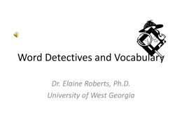 Word Detectives and Vocabulary - NRPPortfolio-LD