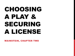 Selecting the Playscript and Securing a Performance License