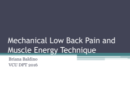 Mechanical Low Back Pain and Muscle Energy