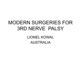 MODERN SURGERIES FOR MUSCLE PALSIES