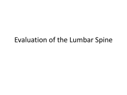 Evaluation of the Lumbar Spine