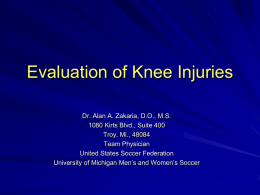 Evaluation of Knee Injuries
