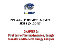 Chapter 2: First Law of Thermodynamics, Energy