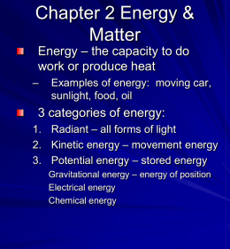 Chapter 2 Energy & Matter