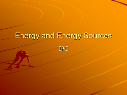 Energy and Energy Sources