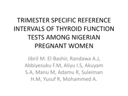 Trimester specific reference intervals of thyroid function tests among