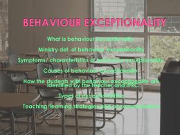 behaviour exceptionality - Special Education Part 1 Secondary