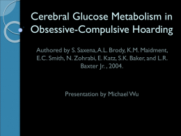 Cerebral Glucose Metabolism in Obsessive