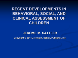 2014 Workshop - Jerome M. Sattler, Publisher, Inc.
