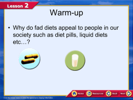 Chapter 6 Lesson 2 fad diets and eating disorders