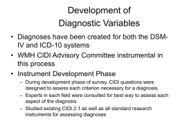 Development of Diagnostic Variables