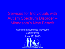 Services for Individuals with Autism Spectrum Disorder