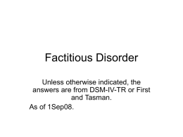 Factitious Disorder - Roger Peele: Introduction