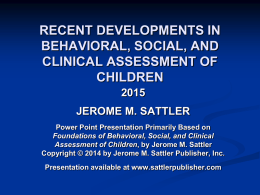 2015 Workshop - Jerome M. Sattler, Publisher, Inc.