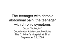 The teenager with chronic abdominal pain