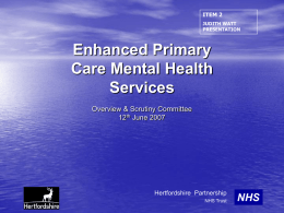 Enhanced Primary Care Mental Health Services