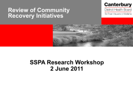 Review of Community Recovery Initiatives SSPA Research