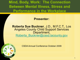 w-36 mental illness - CHILD SUPPORT DIRECTORS ASSOCIATION