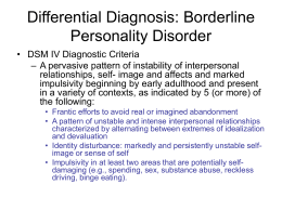 Differential Diagnosis: Borderline Personality Disorder