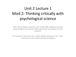 Mod 2: Thinking critically with psychological science