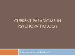 Current paradigms in psychopathology