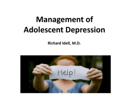 Management of Adolescent Depression