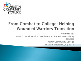 From Combat to Classroom - Association on Higher Education and