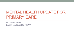 Mental Health in Primary Care - NHS Scarborough and Ryedale CCG