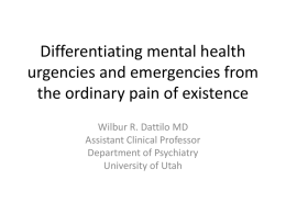 Adults – Differentiating Mental Health Urgencies and Emergencies