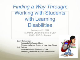 Working with Students with Learning Disabilities