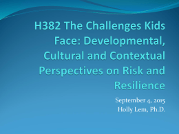 Developmental, Cultural and Contextual Perspectives on Risk and