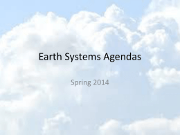 Earth Systems Agendas