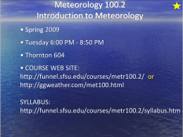 Who are You? - METR/OCN 460: Use of Computers in Meteorology