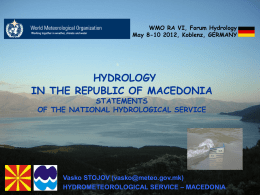 flood forecasting in the republic of macedonia
