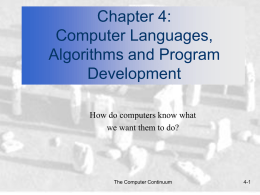 Chapter 4: Computer Languages, Algorithms and Program