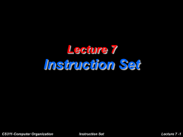 Lecture 12 - Instruction Set(1)