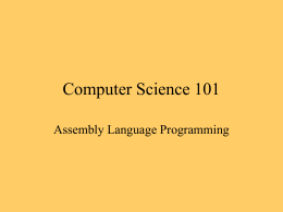 Lecture 21 - Introduction to Assembly Language