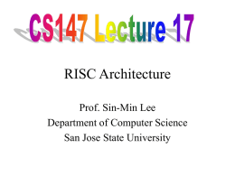 RISC Architecture - Department of Computer Science