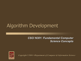 n301AlgorithmDevelopment - Department of Computer and