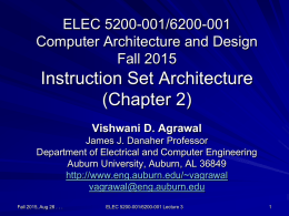 Lecture 3: Instruction Set Architecture (Chapter 2)