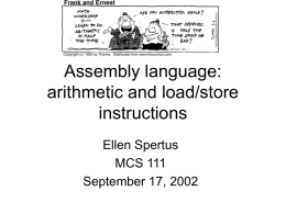 Introduction to Assembly Language: arithmetic, load, store